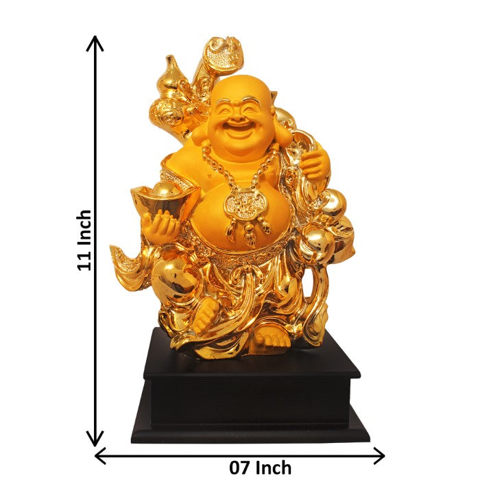 Gold Plated Laughing Buddha Statue 28 cm-G50X0002Y000XPTO