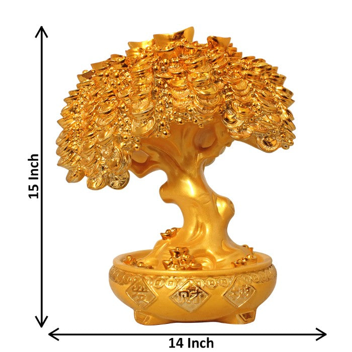 Gold Plated Coin Tree Vastu Figurine 38 cm-G50X0046G000TOSS