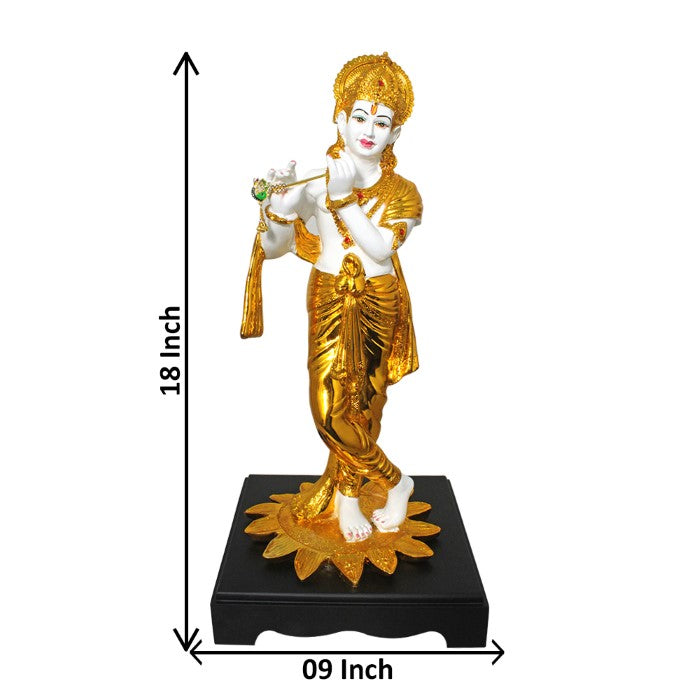 Gold Plated Handicraft Krishna Statue 46 cm-G50X0051W000TRSS