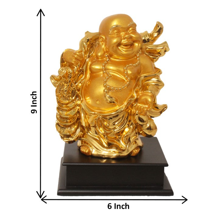 Gold Plated Handicraft Laughing Bhuddha Idol 23 cm-G50X0058Y000XPTO