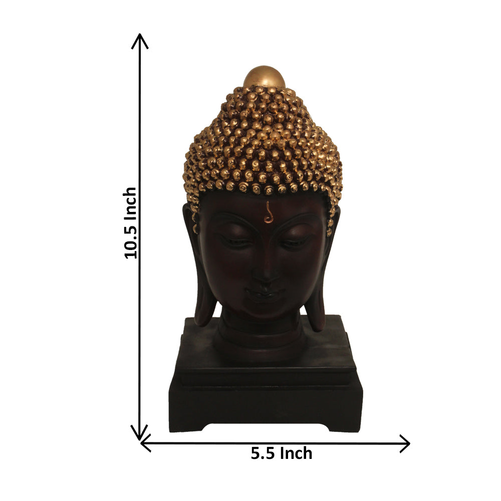 Buddha Head Sculpture Brown Golden 26 cm-G57R1062AGNMX