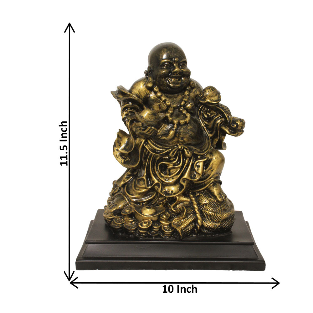 Laughing Buddha Statue Bronze Antique Finish 29 cm-G57R1070BBAGX