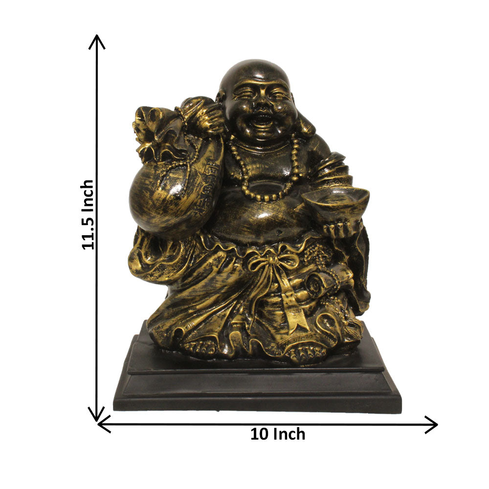 Potli Laughing Buddha Figurine Bronze Antique 29 cm-G57R1074BBAGX