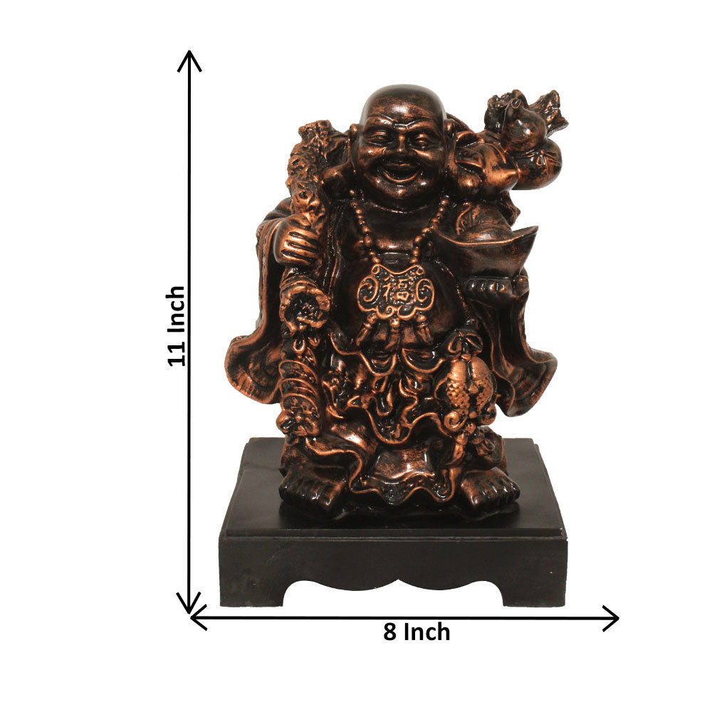 Laughing Buddha Sculpture Copper Antique Finish 28 cm-G57R1075CCAGX