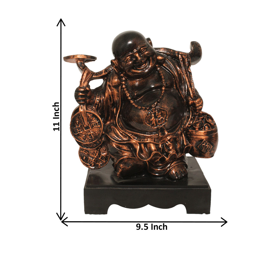 Home Decor Laughing Buddha Idol Copper Antique 28 cm-G57R1076CCAGX