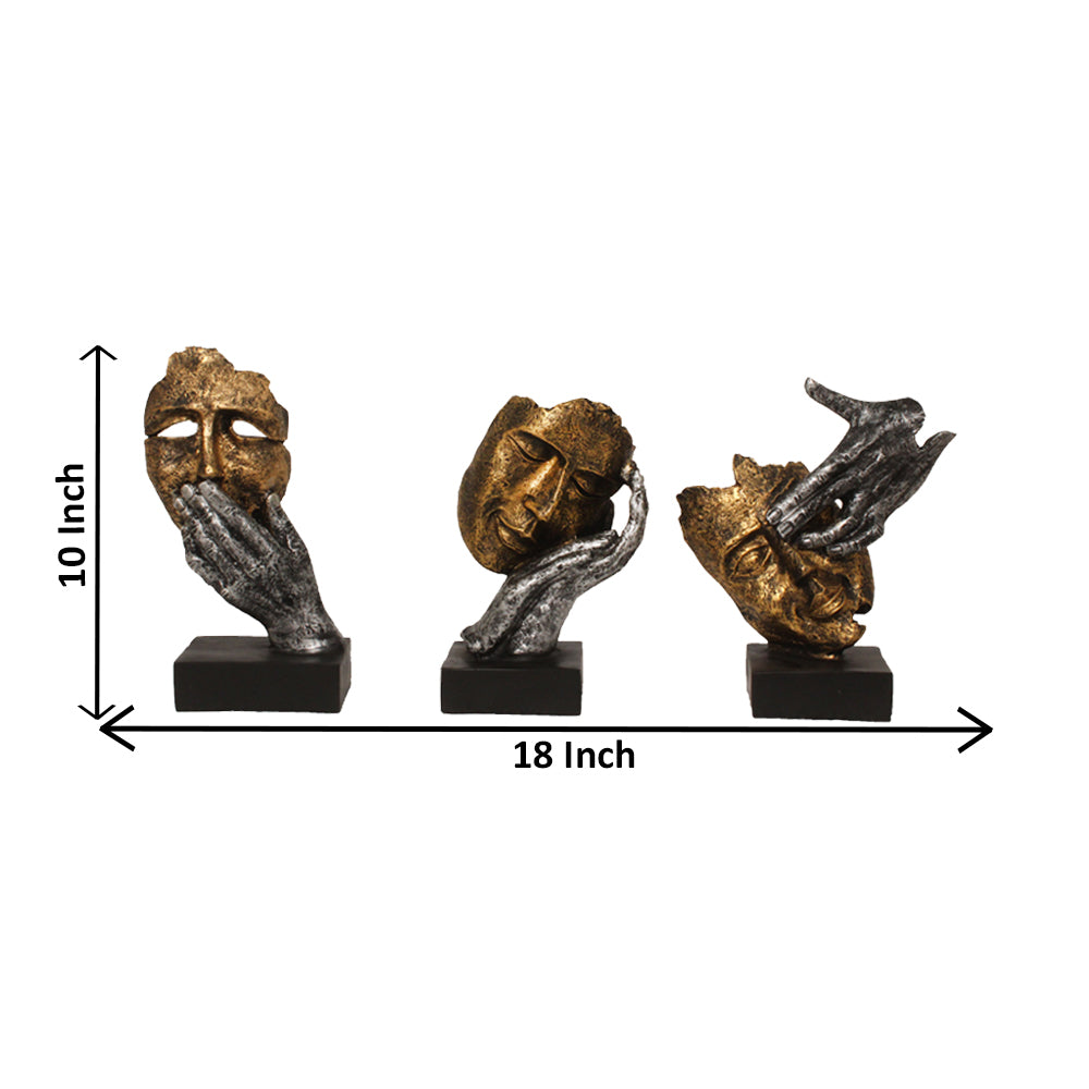 Pair of 3 Modern Art Face Statue 26 cm G57R1672GSNG3