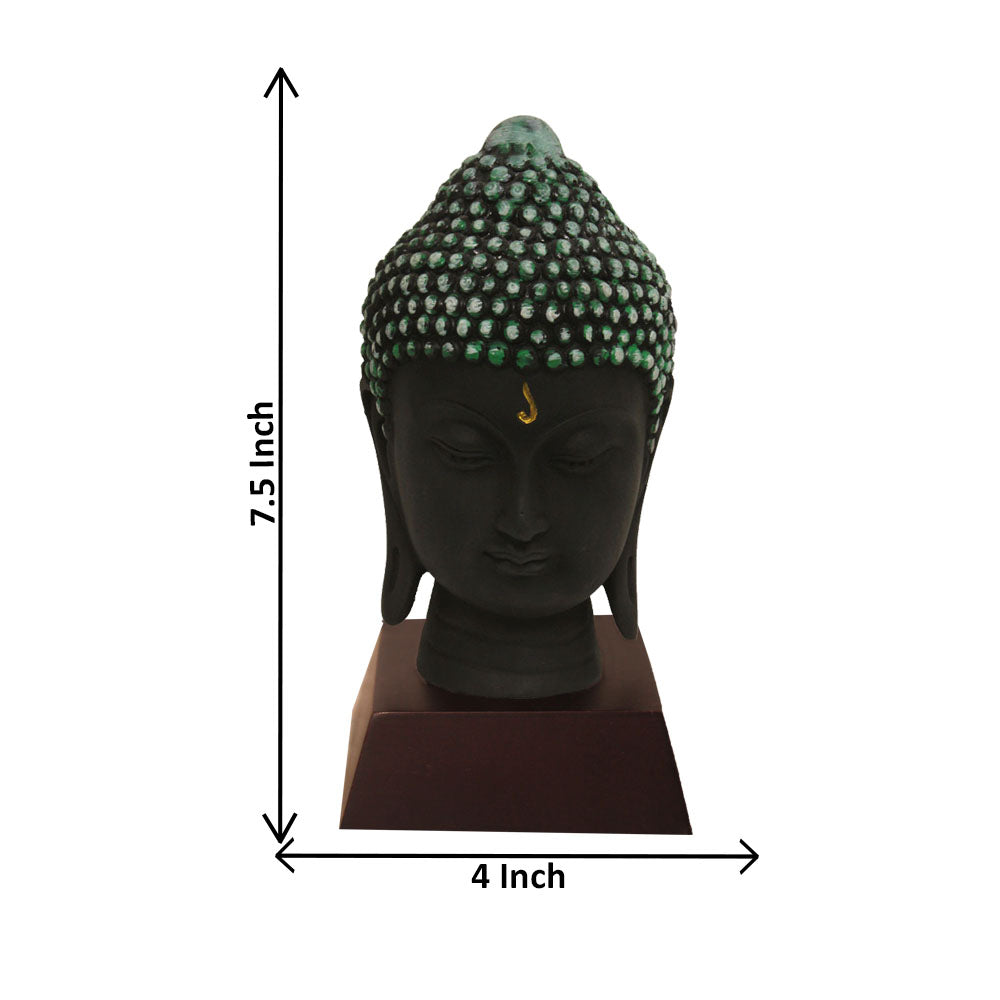 Lord Buddha Face Idol Black Green Shaded 19 cm-G57W1059KHMMX