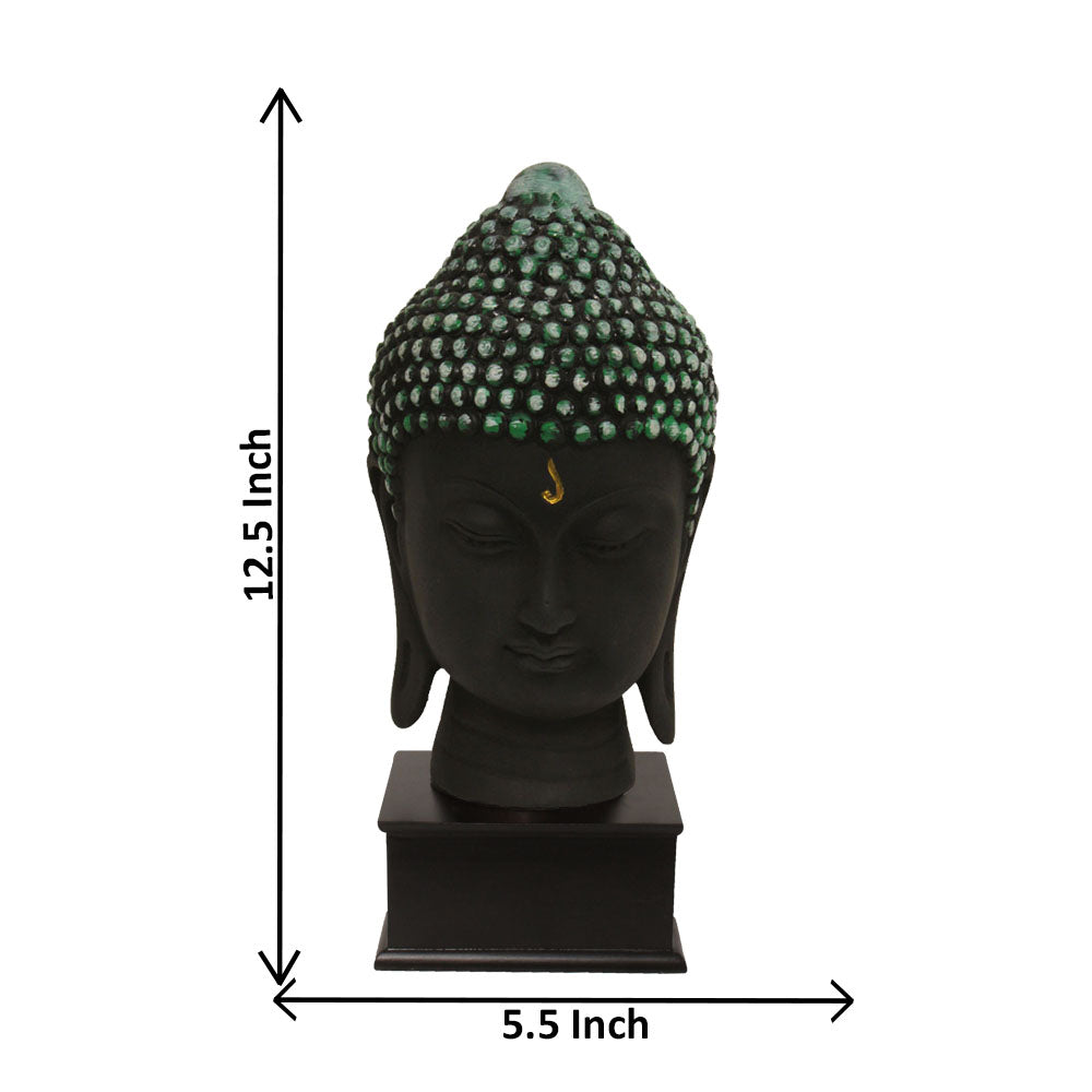 Lord Buddha Head Idol Black Green Shaded 31 cm-G57W1060KHMMX