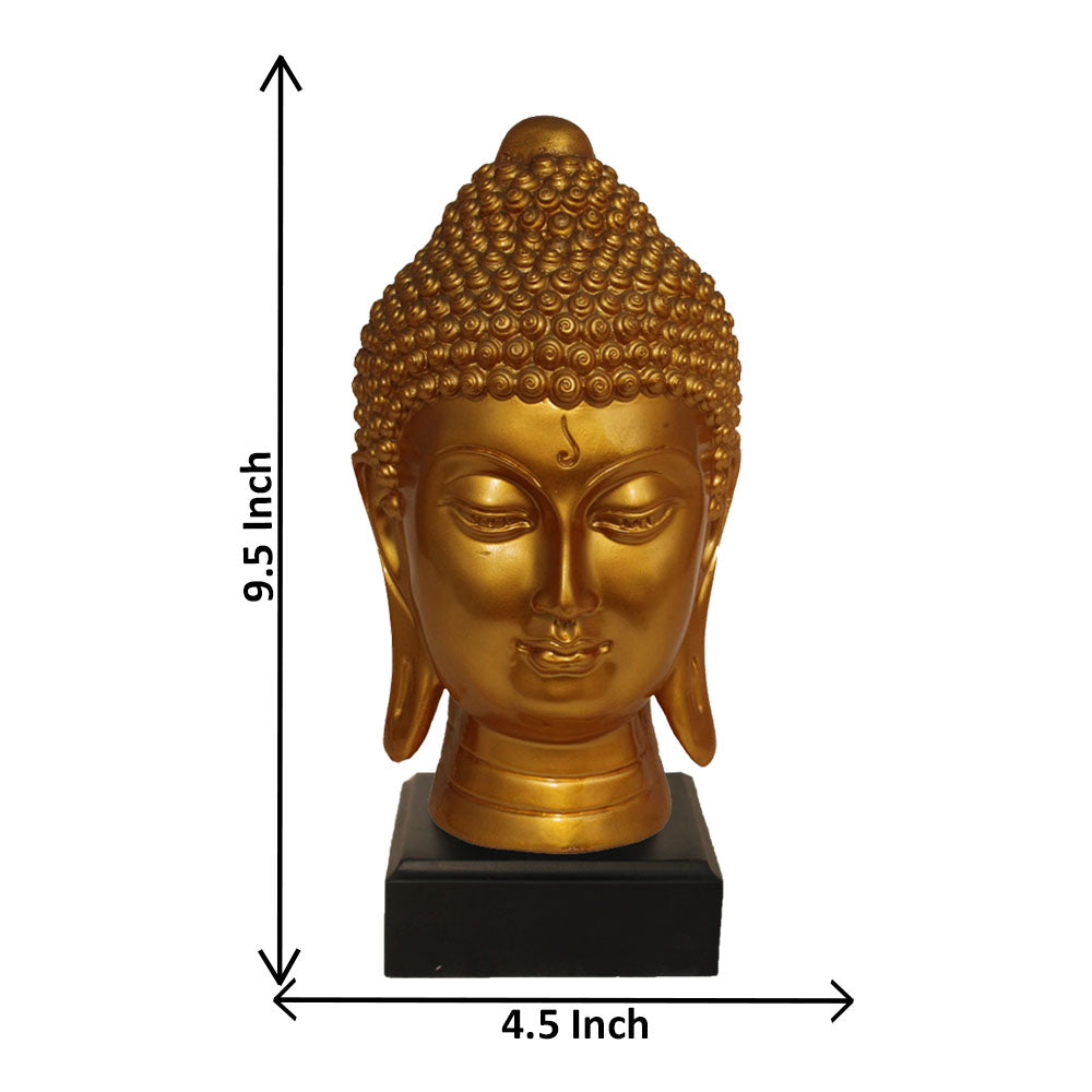 Buddha Head Statue With Base Pearl Golden Look 24 cm-G57W1062GGSGX