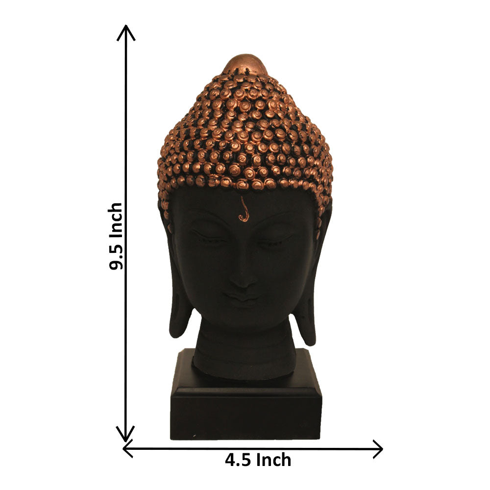 Buddha Head Statue With Base Black Copper 24 cm-G57W1062KCNMX