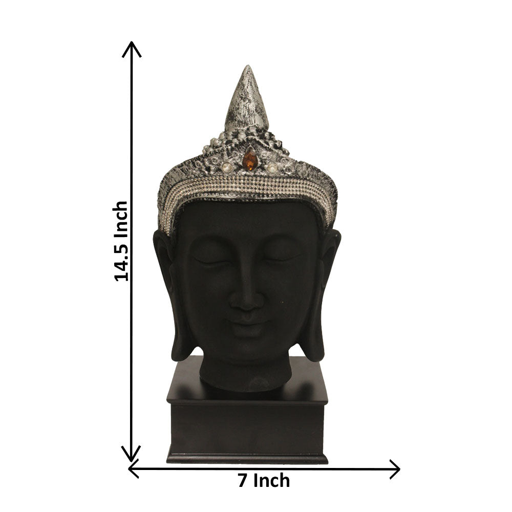 Taj Buddha Head Figurine Glitter Matt Finish 36 cm-G57W1065KSGMZ