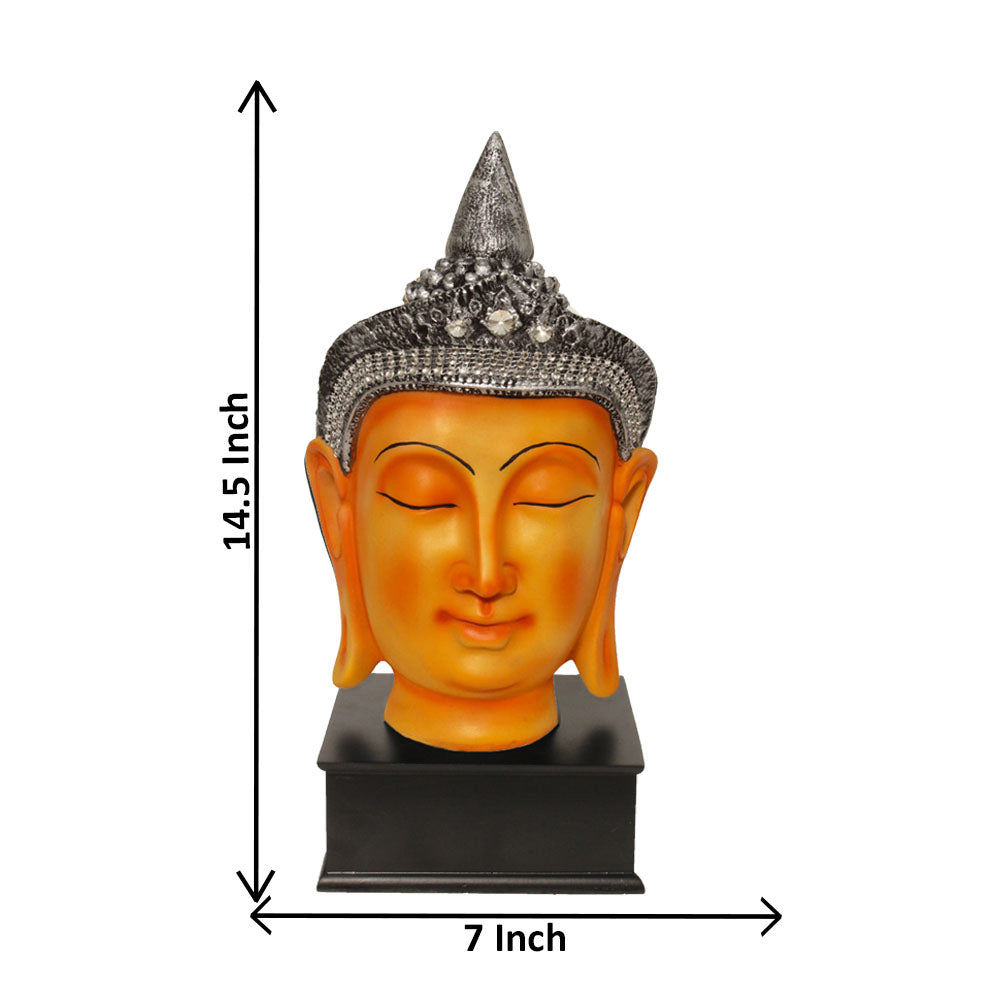 Taj Buddha Head Figurine Ivory Silver 36 cm-G57W1065VSLMZ