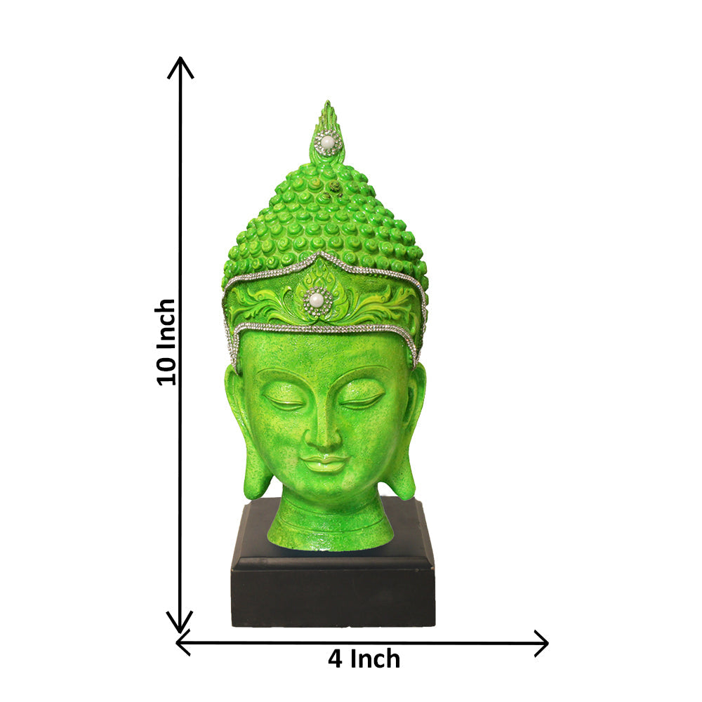 Buddha Face With Base Pista Green Silver Shaded 25 cm-G57W1066USNMZ