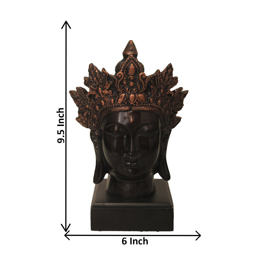 Crown Buddha Face Showpiece Copper Antique Finish 24 cm-G57W1069CCAGX