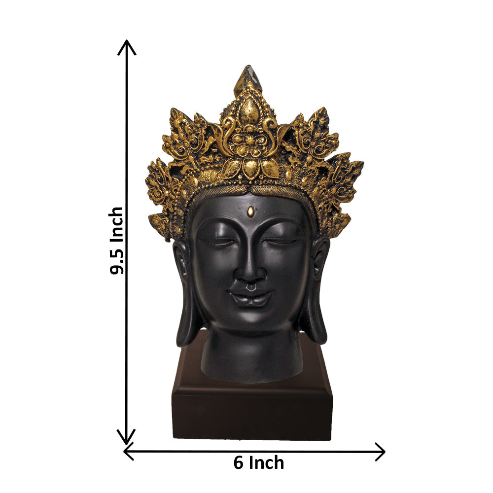 Crown Buddha Face Showpiece Glitter Matt Finish 24 cm-G57W1069KGGMX