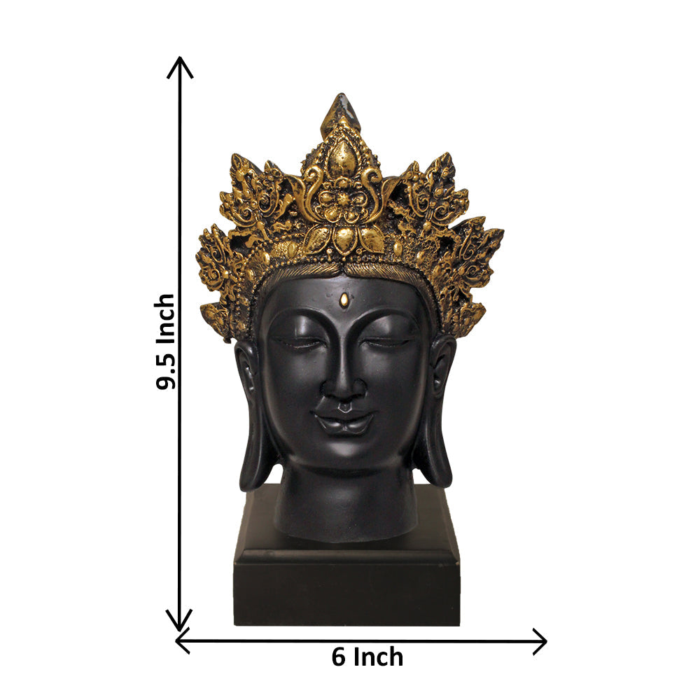 Crown Buddha Face Showpiece Black Golden 24 cm-G57W1069KGNMX