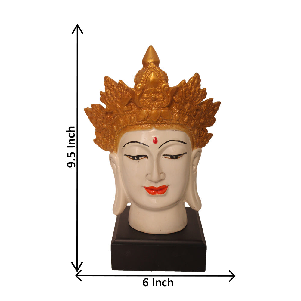 Crown Buddha Face Showpiece Marble Look 24 cm-G57W1069WGCGX