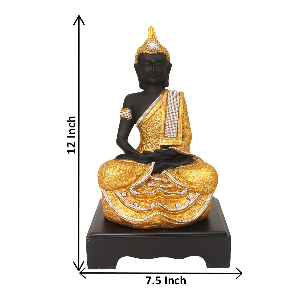 Meditating Buddha Sculpture Glitter Matt Finish 30 cm-G57W1089KGGMZ