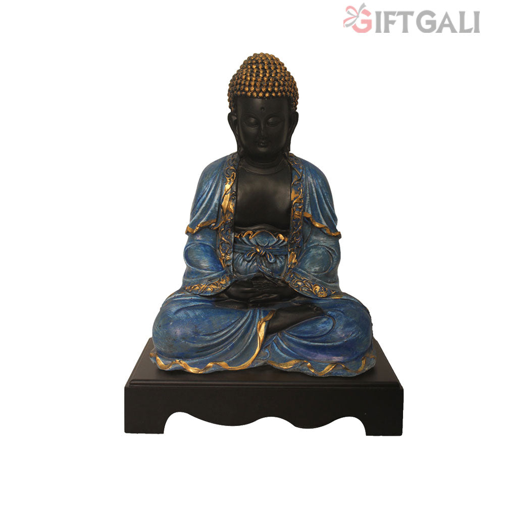 Samadhi Buddha Statue Gift Item Black Blue Shaded 33 cm-G57W1091KNMMX