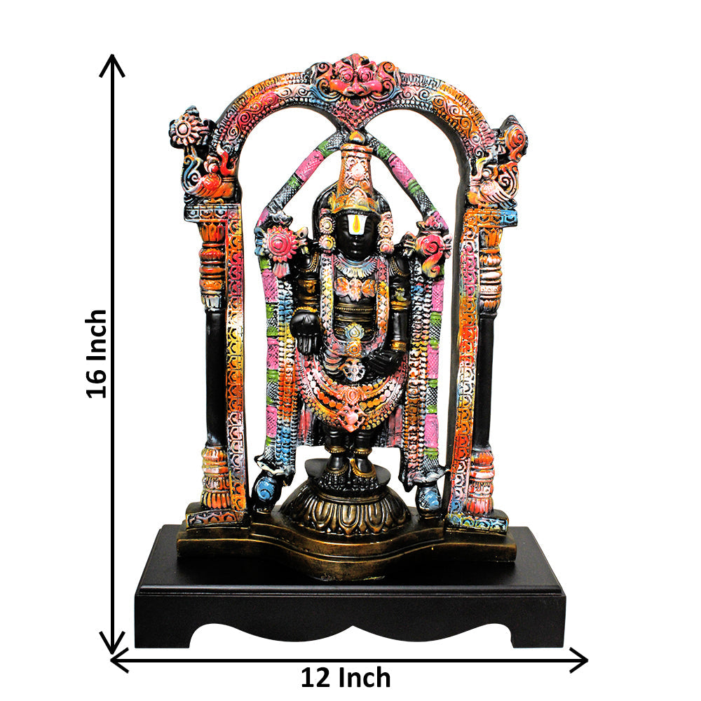 Lord Tirupati Balaji Idol With Base Black Multicolor 40 cm-G57W1124KMLMX