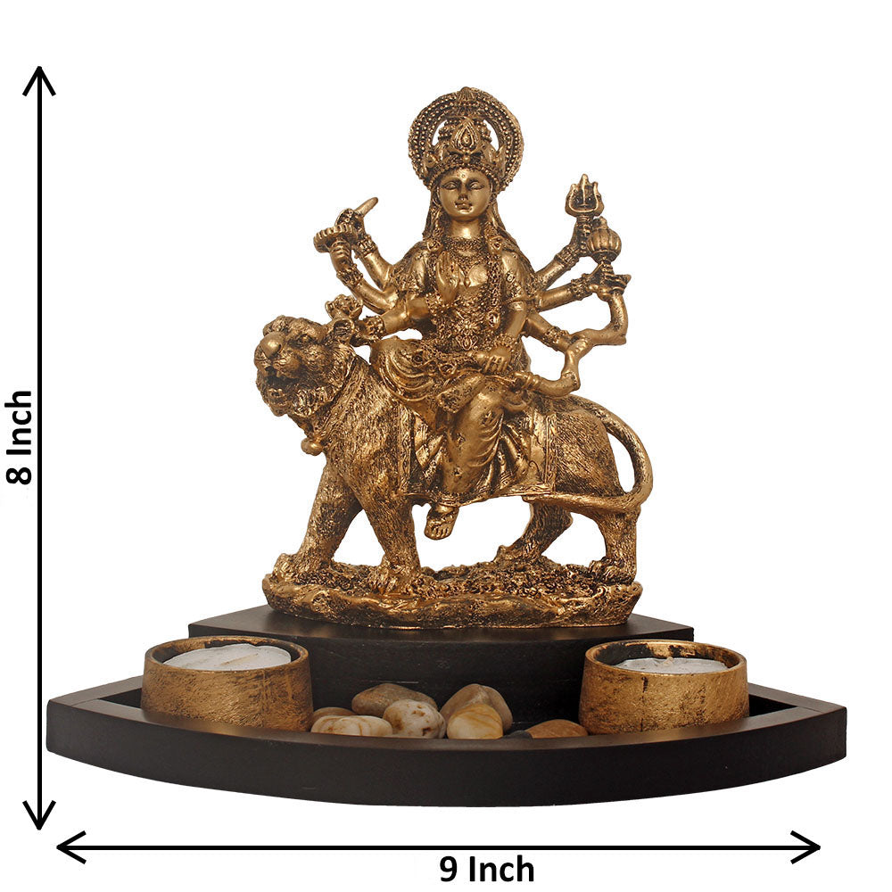 Ma Durga T Light Candle Stand Golden Antique 20 cm-G57W1264GGAMX