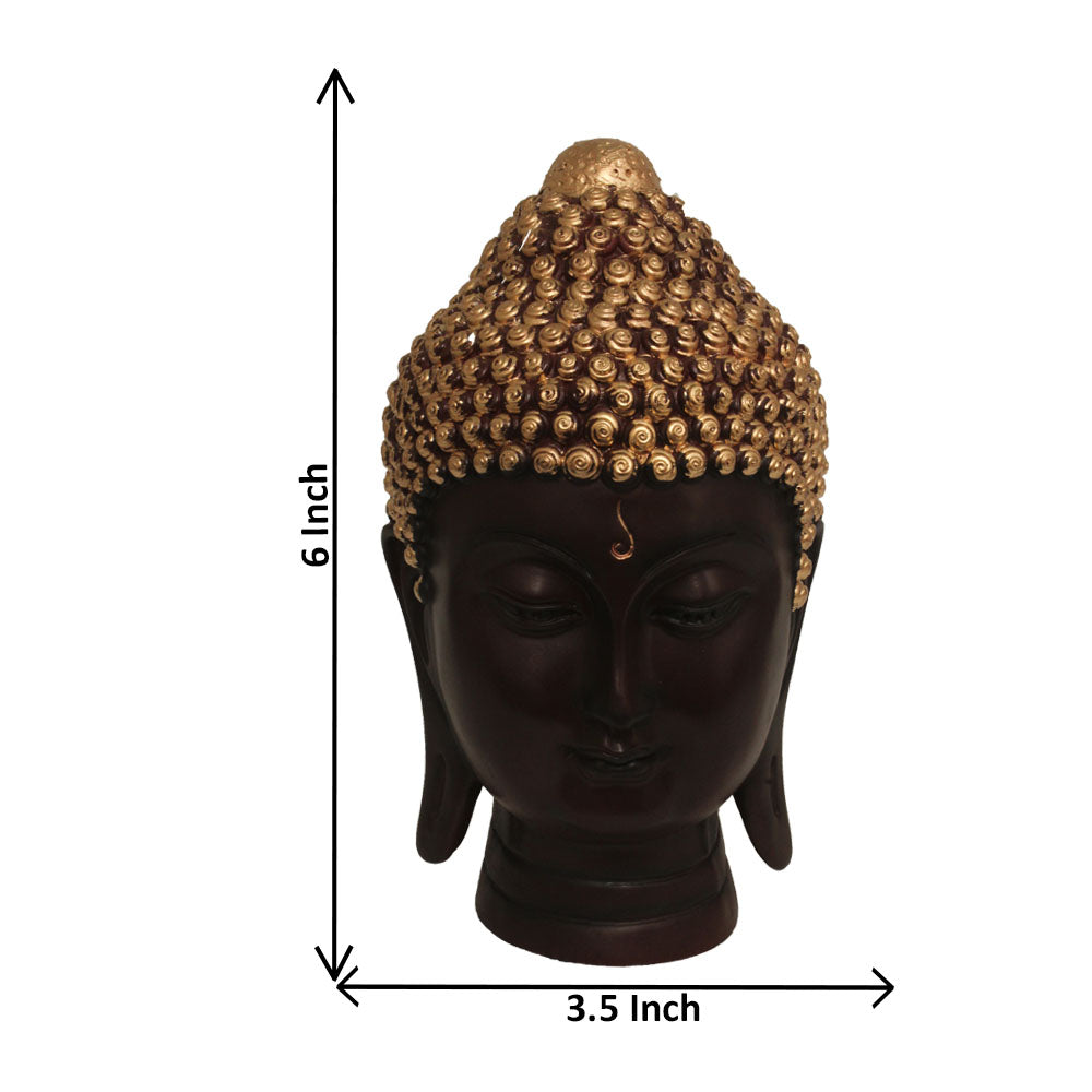 Buddha Face Statue Brown Golden 15 cm-G57X1059AGNMX