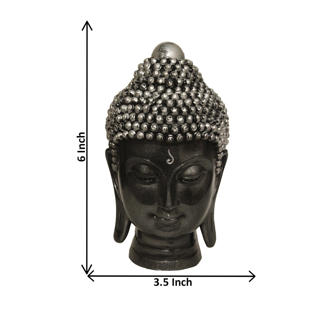 Buddha Face Statue Silver Antique Finish 15 cm-G57X1059SSAGX