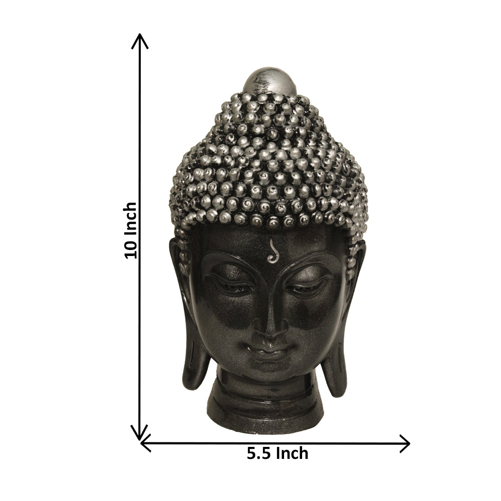 Buddha Head Murti Silver Antique Finish 25 cm-G57X1060SSAGX