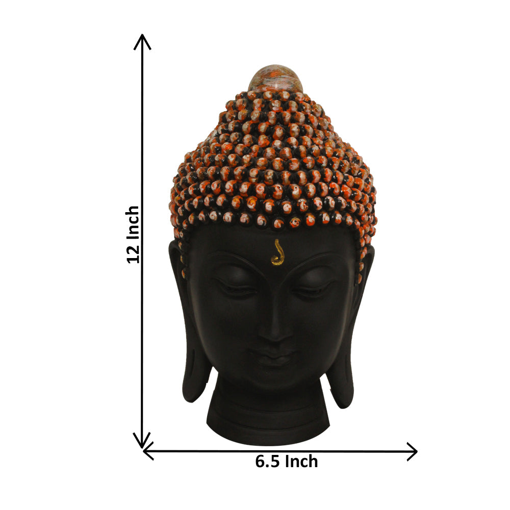 Buddha Face Figurine Black Orange Shaded 30 cm-G57X1061KOMMX