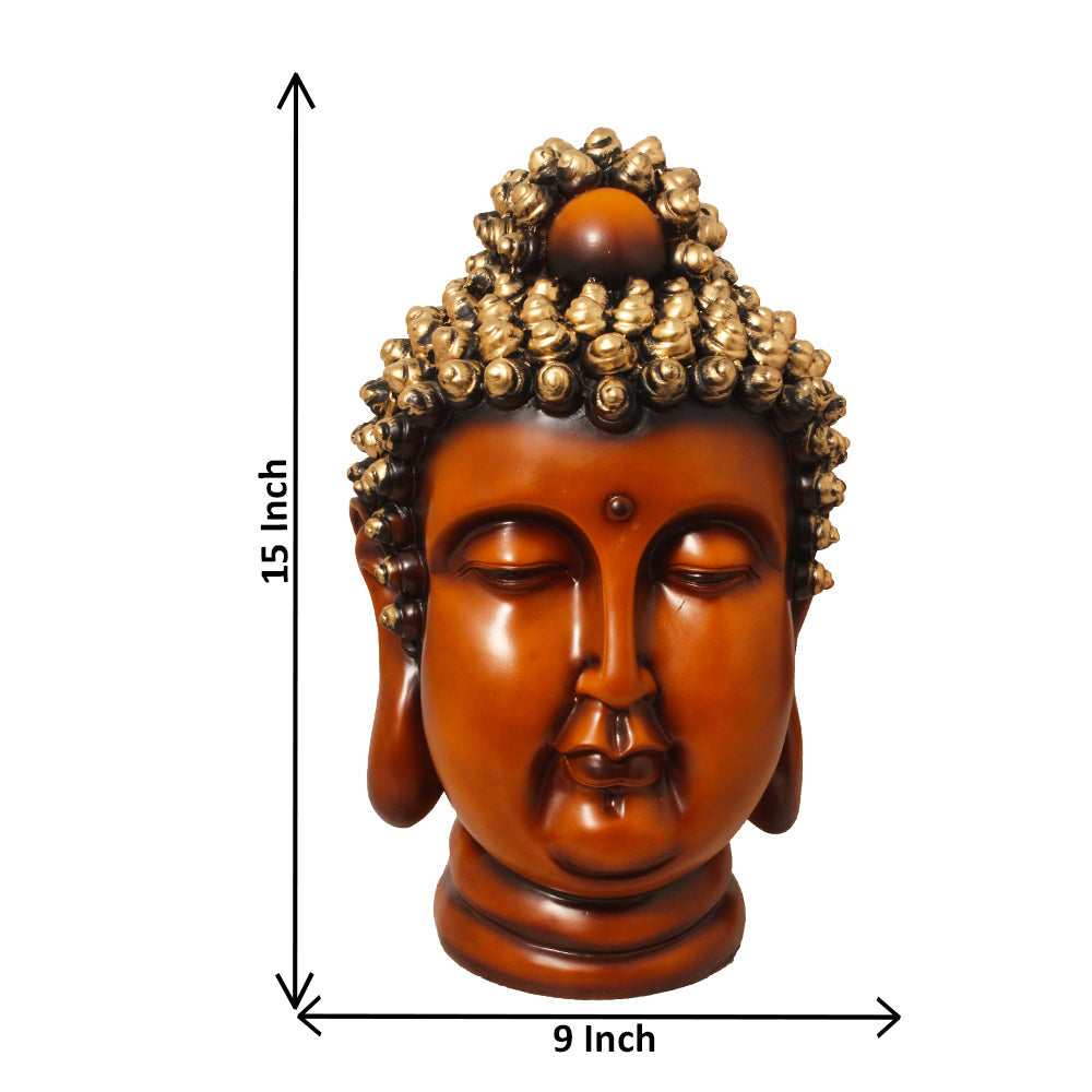 Buddha Head Idol Wooden Golden 38 cm-G57X1064LGNGX