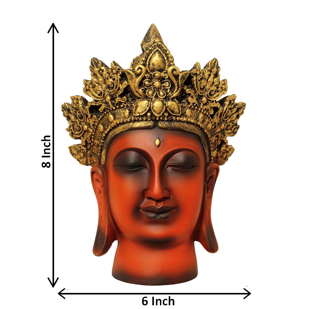 Crown Buddha Face Statue Brown Golden 20 cm-G57X1069AGNMX