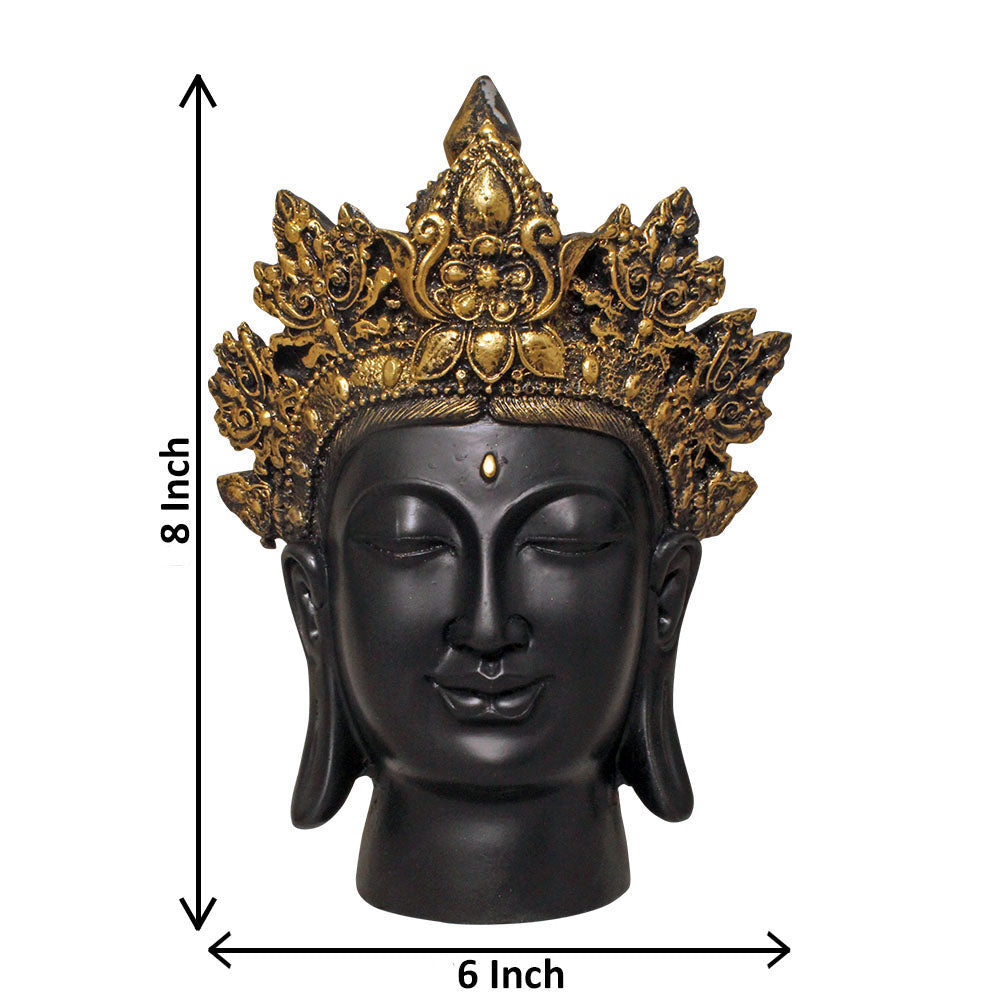 Crown Buddha Face Statue Black Golden 20 cm-G57X1069KGNMX