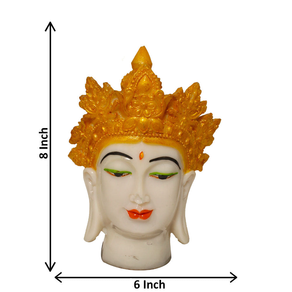 Crown Buddha Face Statue Marble Look 20 cm-G57X1069WGCGX