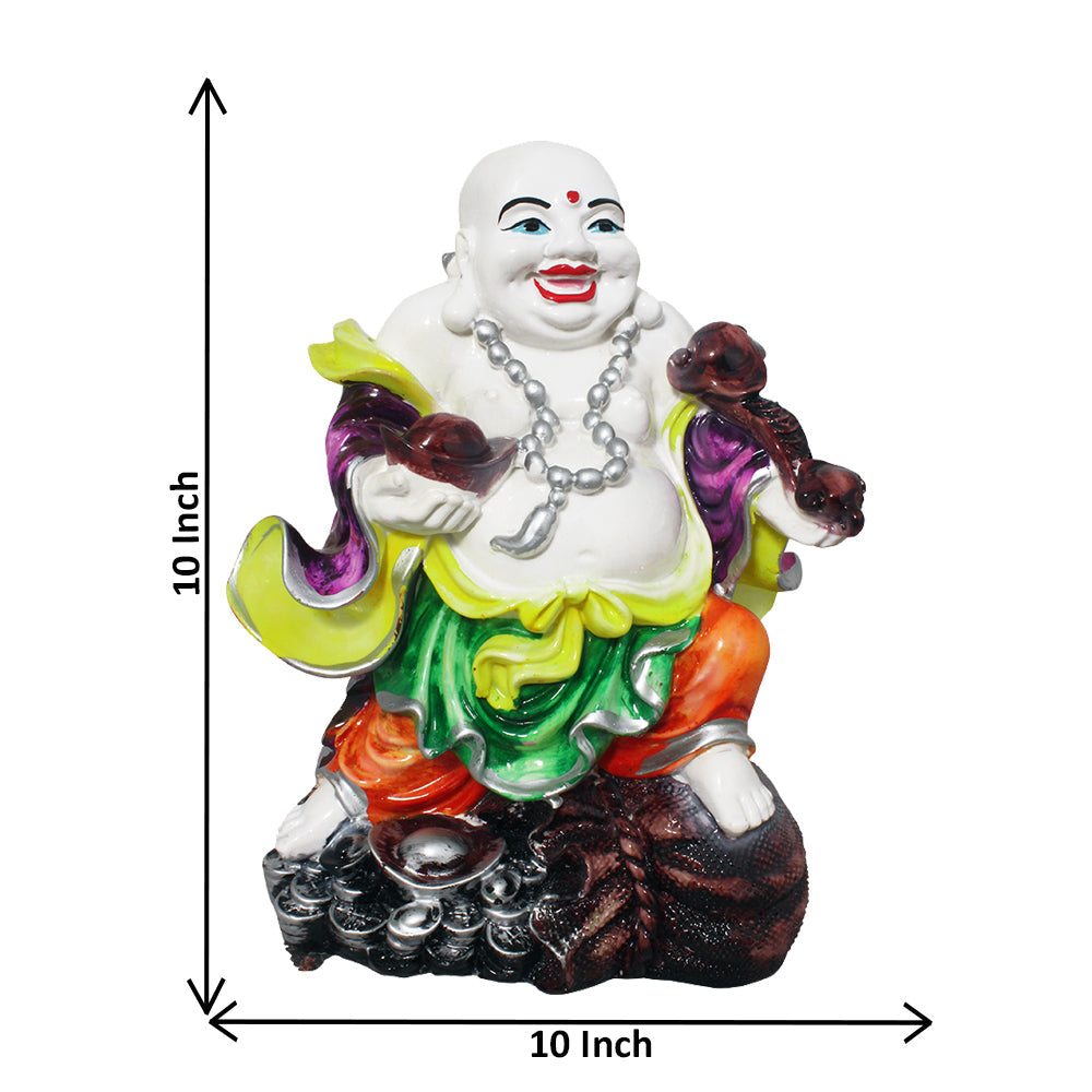 Laughing Buddha Statue For Gift White Multicolor 25 cm-G57X1070WMLGX