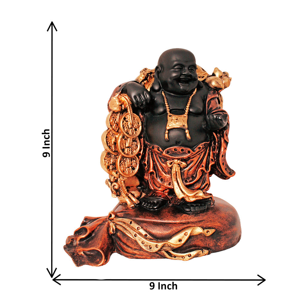 Laughing Buddha Handicraft Idol Black Copper 23 cm-G57X1073KCNMX