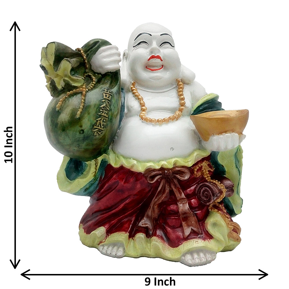 Laughing Buddha Handicraft Statue White Multicolor 25 cm-G57X1074WMLGX