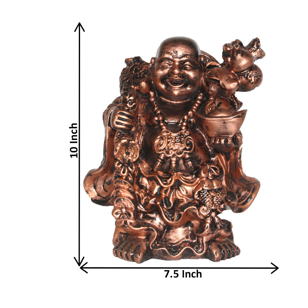 Laughing Buddha Murti Copper Antique Finish 25 cm-G57X1075CCAGX