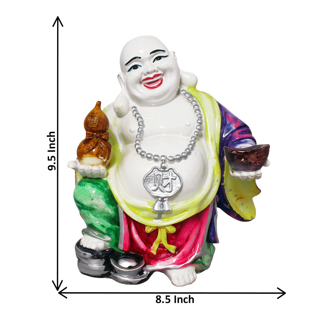 Laughing Buddha Showpiece White Multicolor 24 cm-G57X1078WMLGX