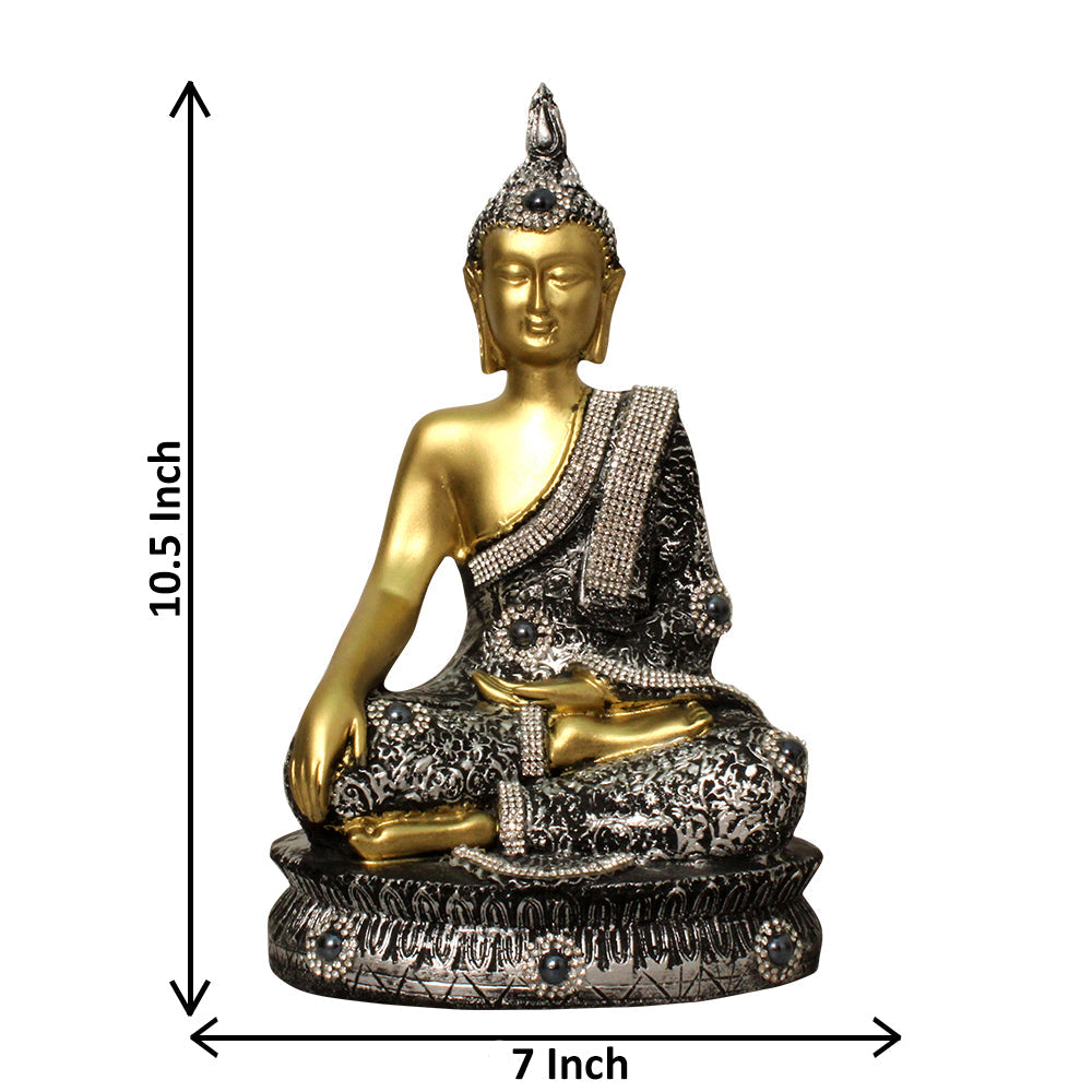 Lord Buddha Figurine Pearl Golden Look 26 cm-G57X1090GSSGZ