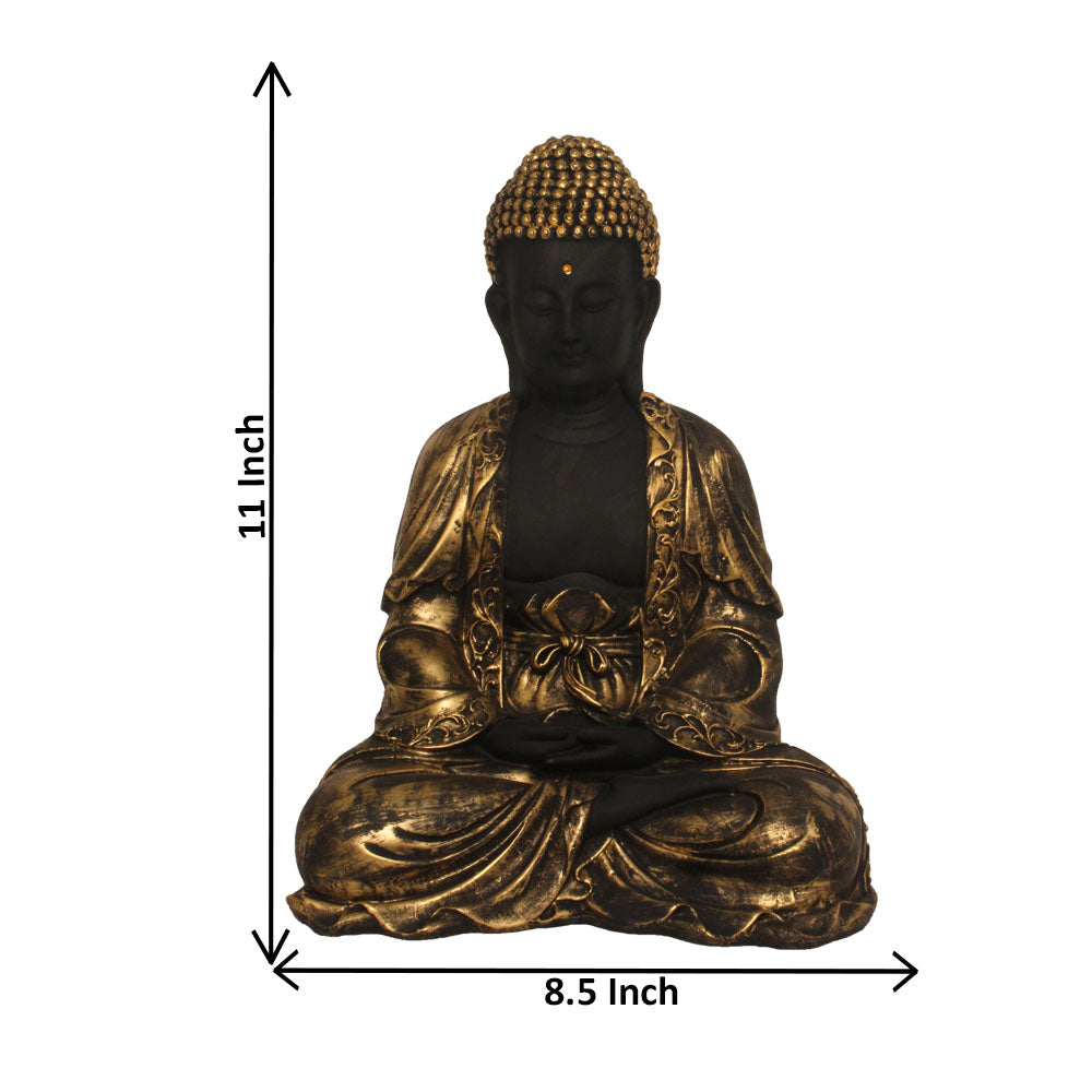 Dhyan Buddha Polyresin Statue Black Golden 28 cm-G57X1091KGNMX