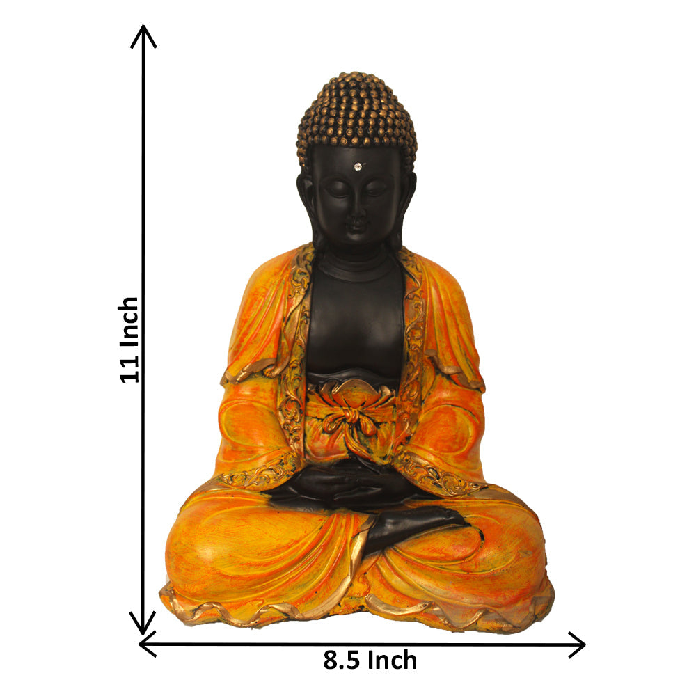 Dhyan Buddha Polyresin Statue Black Orange Shaded 28 cm-G57X1091KOMMX