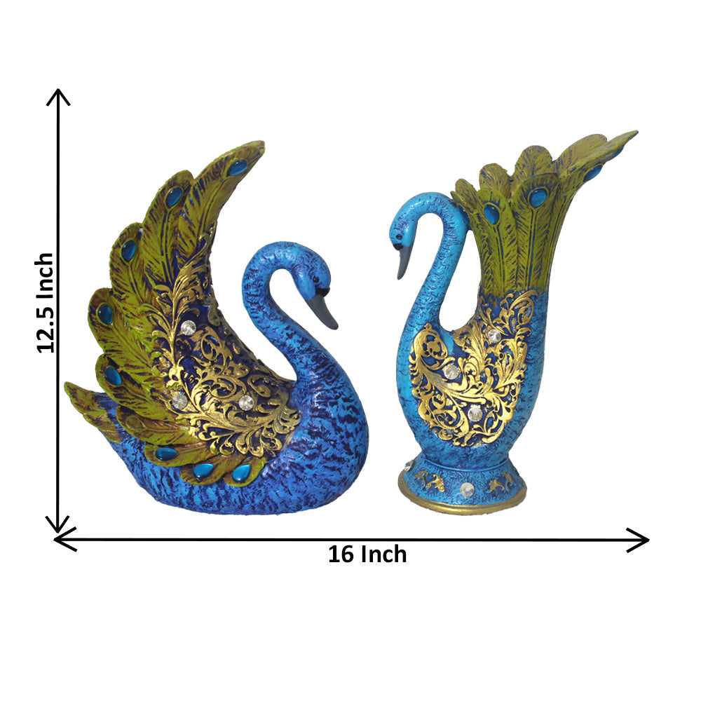 Decorative Peacock Pair Flower Vase Pearl Shine 31 cm-G57X1139QHSGX