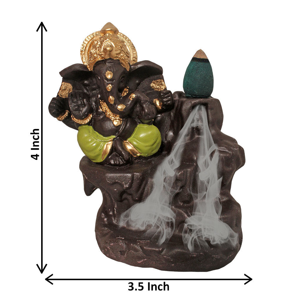 Lord Ganesha Backflow Smoke Fountain Coffee Green 10 cm-G57X1146AHNMX