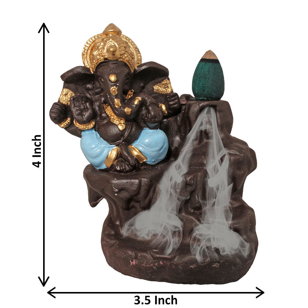 Lord Ganesha Backflow Smoke Fountain Coffee Blue 10 cm-G57X1146ANNMX