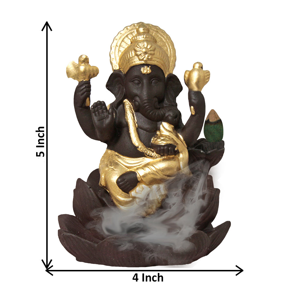 God Ganesha Backflow Smoke Fountain Coffee Golden 13 cm-G57X1147AGNMX