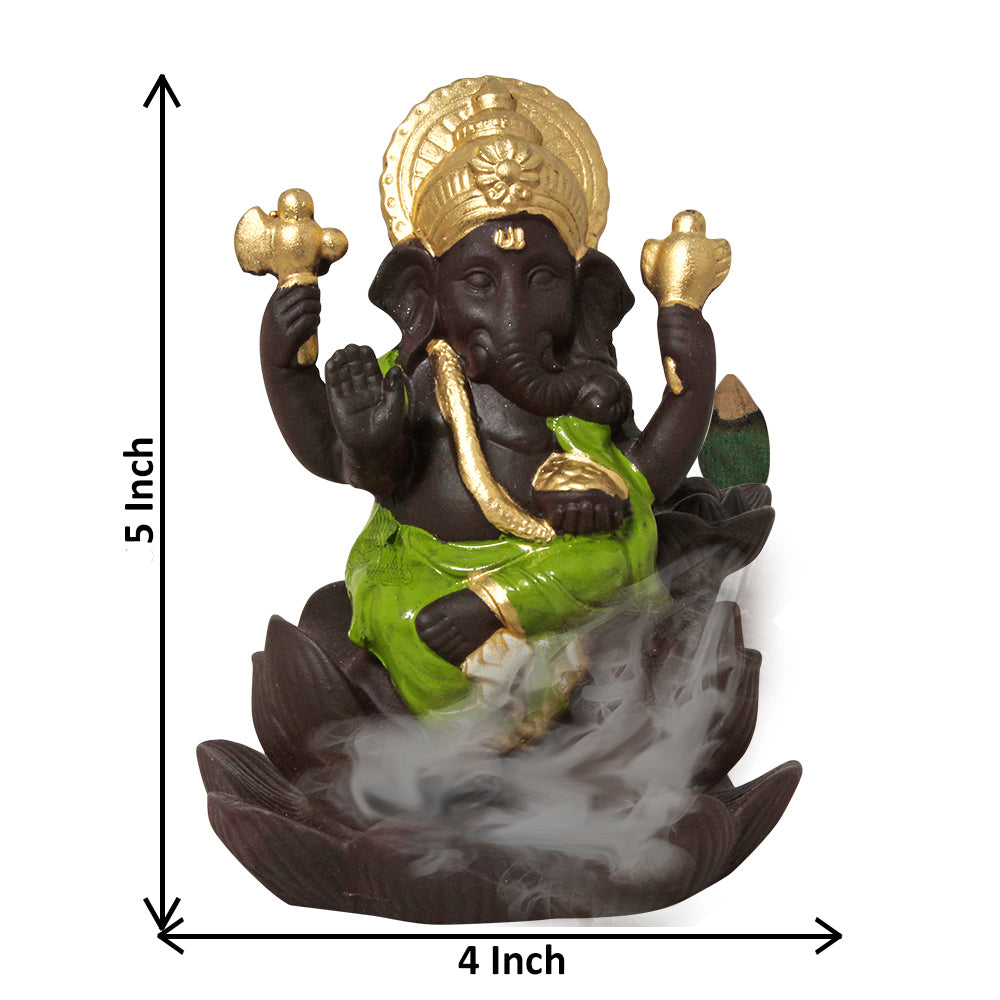 God Ganesha Backflow Smoke Fountain Coffee Green 13 cm-G57X1147AHNMX