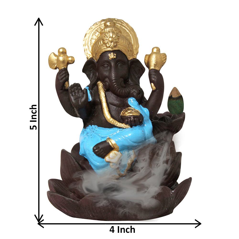 God Ganesha Backflow Smoke Fountain Coffee Blue 13 cm-G57X1147ANNMX