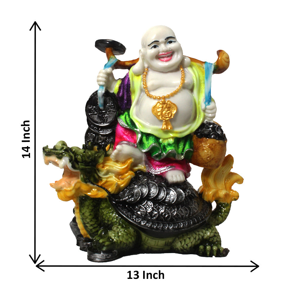 Dragon Laughing Buddha Statue White Multicolor 35 cm G57X1309WMLGX