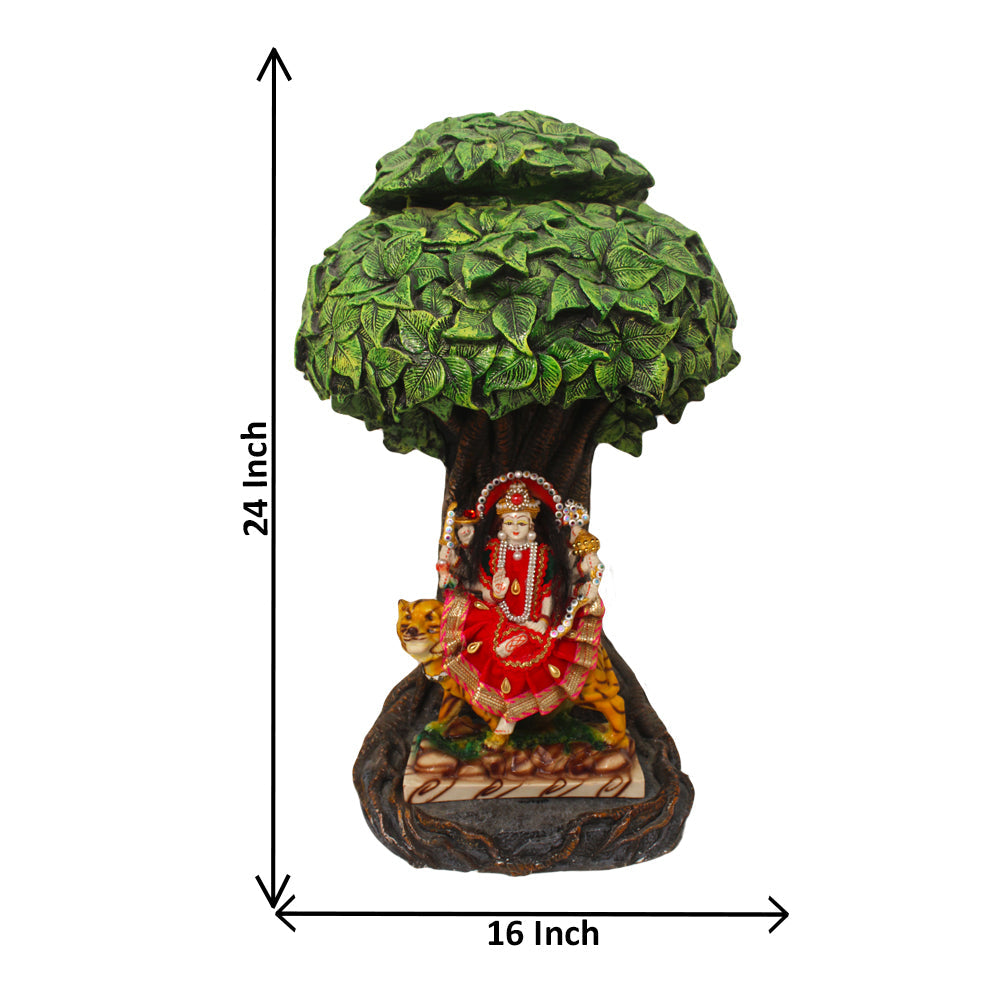 Godess Ma Durga Statue Under Kalpvriksha Tree Antique Look 60 cm G57X1322HAMG2-29X028M