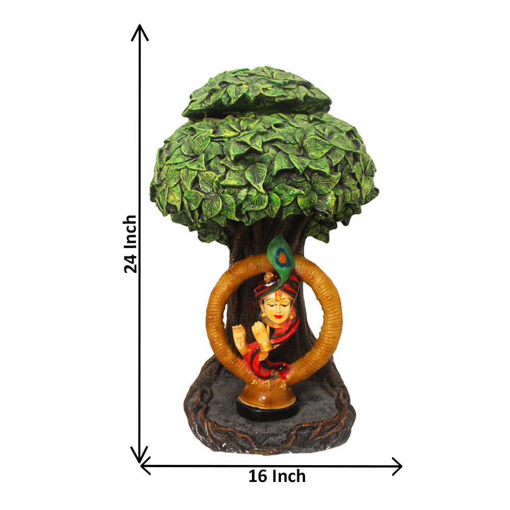 Lord Krishna Under Kalpvriksha Tree Showpiece Antique Look 60 cm G57X1322HAMG2-62X035R